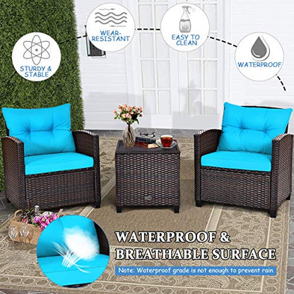 3 PCS Patio Furniture Set, OneSize, Turquoise - WoodArtSupply