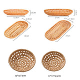 Round Rectangle Rattan Fruit Bread Baskets, Handmade Woven Storage Bowls Breakfast Serving Tray for Kitchen Tabletop Generic