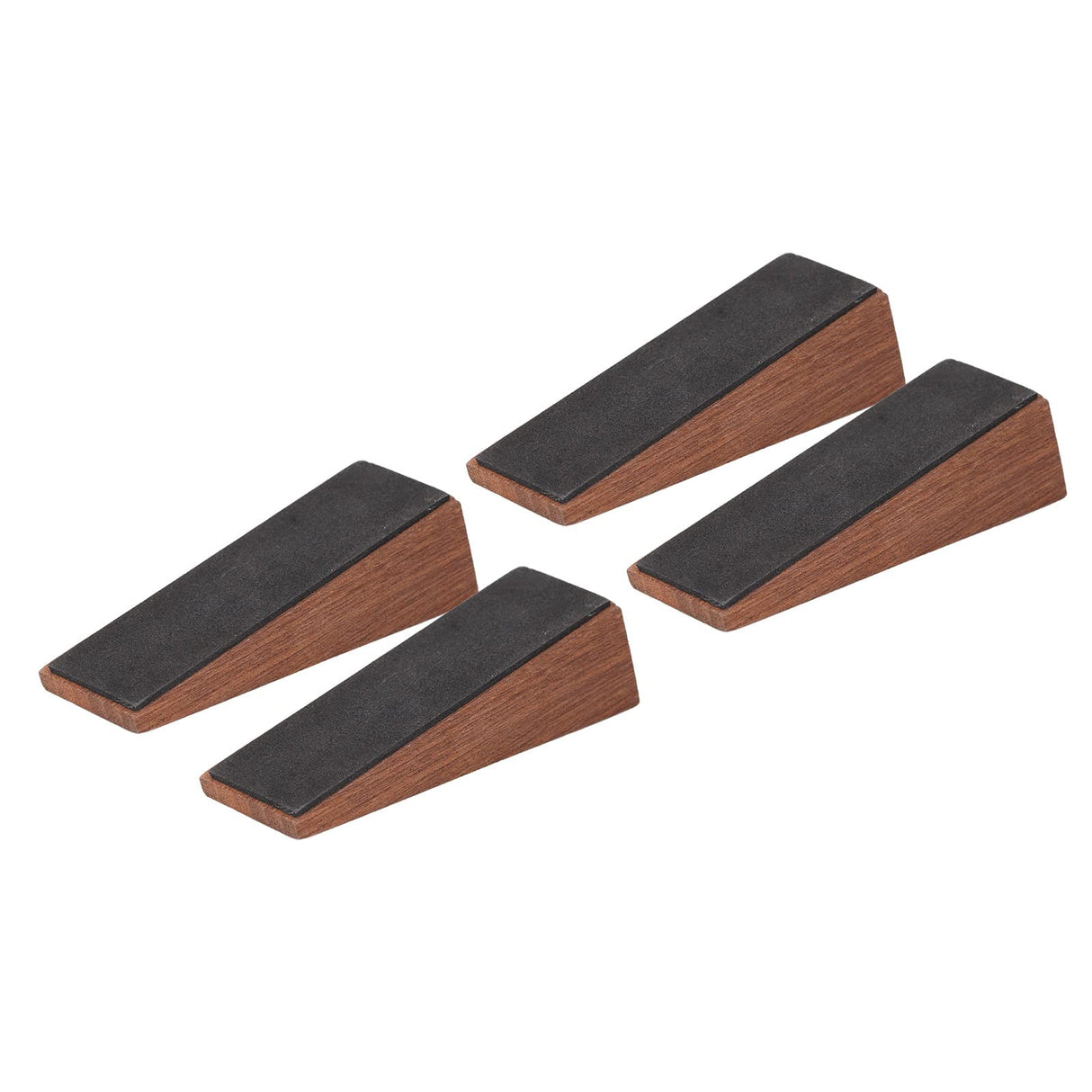 4 Pcs Wooden Door Stopper, Dark Brown Triangular Anti Slip Door Wedge Stopper for Bedroom Living Room Bathroom Hztyyier