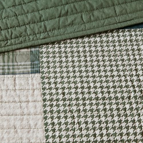 Woolrich Quilt Set Patchwork Channel Quilting, Cottege Coverlet for Twin Size Bed All Seasons, Lightweight Prewashed Cotton Coverlet Bedspread, Shams, Mill Creek, Oversized Twin/Twin XL Green 2 Piece Woolrich John Rich & Bros.