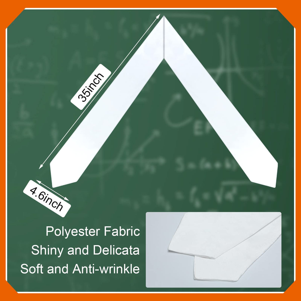 Giegxin 50 Pcs Unisex Graduation Stole Adult Sublimation Blank Plain Graduation Stole Sash Graduation Satin Honor Stole (White) Giegxin