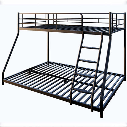 PVWIIK Bunk Beds Twin Over Full Size for Teens Adults Dorm Bedroom Guest Room,Heavy Duty Bunk Beds with Ladder and Full Length Guardrail,No Box Spring Needed, Black