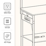 HOOBRO Bakers Rack with Power Outlet and LED Light, 6-Tier Microwave Stand with Wire Baskets, Coffee Bar Station, Kitchen Utility Storage Shelf with 4 Hooks, Rustic Brown and Black BF64UDHB01 HOOBRO