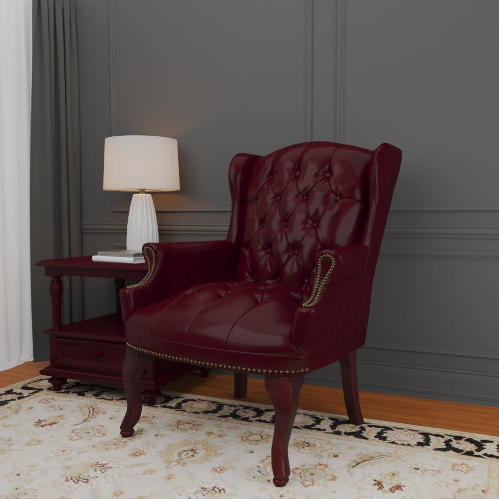 Boss Office Products Wingback Traditional Guest Chair in Burgundy Boss Office Products