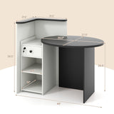 IFANNY Reception Desk, 48’’ Retail Counter w/Lockable Drawer & Storage Shelf, L-Shaped Reception Table, Wooden Computer Desk for Salon, Restaurant, Office (Black & White) IFANNY