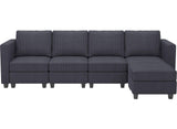 Belffin Modular Sectional Couch with Storage Ottoman L Shape Corduroy Sectional Sofa with Chaise Convertible Modern Sectional Sofa Couch Dark Grey Belffin