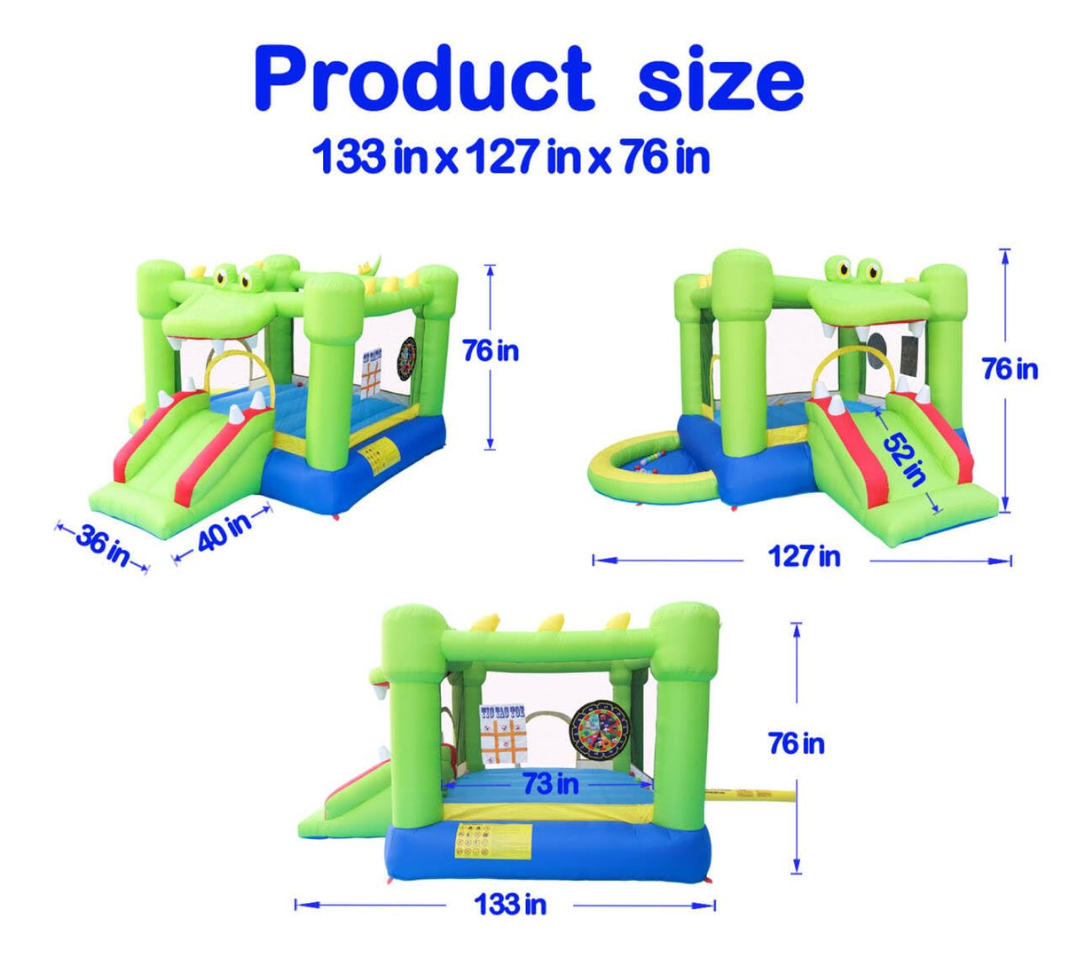 Inflatable Bounce House with Slide, Jumping Castle with Blower and Ball Pit House, Two Dart Target Game NC