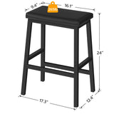 HOOBRO Bar Stools, 24" Set of 2 Bar Chairs, PU Leather Upholstered Breakfast Stools, Easy Assembly, Suitable for Kitchen, Bar, Dining Room, Black BB01MD01 HOOBRO