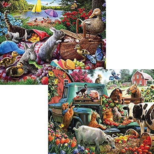 Bits and Pieces Set of 4 Jigsaw Puzzles 300 Pieces - Country Farm Animals Bits and Pieces