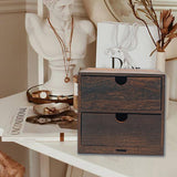 2-Drawer Desk Organizer Rustic Wooden Drawer Organizer for Storing Small Items Wood Countertop Drawer Organizers Storage Drawers for Desk Heavy Carbonization Farmhouse Storage Box (7 x 7in) KeaJuidy