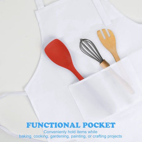 SINLAND Kids Apron with Pocket 2 Pack Adjustable Children Chef Apron for Cooking Baking Painting (M: 6-12 Years) SINLAND