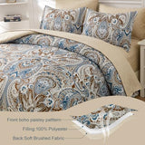 Drucon Brown Paisley Comforter Set Full, 7 Pieces Bed in a Bag Brown Paisley Pattern Comforter Soft Microfiber Bedding Set Full Size with Sheet and Pillowcases for Men Women Drucon