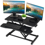 TechOrbits OF-S06-2 Desk Converter-37-inch Height Adjustable, MDF Wood, Sit-to-Stand Rise-X Pro Black, 37" TechOrbits