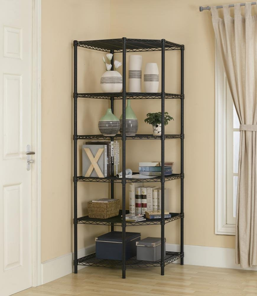 BestOffice New Heavy Duty Wire Steel 6-Tier Corner Shelf Garage Storage Shelving Rack C706