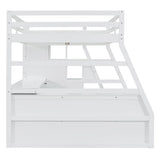MERITLINE Full Size Loft Bed with Desk and Storage Stairs, Wood Loft Bed Full with 7 Drawers & 2 Shelve,High Loft Bed with Desk Underneath for Kids Teens Boys Girls,White MERITLINE