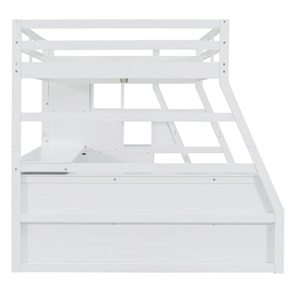 MERITLINE Full Size Loft Bed with Desk and Storage Stairs, Wood Loft Bed Full with 7 Drawers & 2 Shelve,High Loft Bed with Desk Underneath for Kids Teens Boys Girls,White