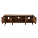 JOMEED Mid Century Modern Wooden TV Stand Entertainment Center Console with Open Shelving and 2 Cabinets for Televisions up to 65 Inches, Walnut JOMEED