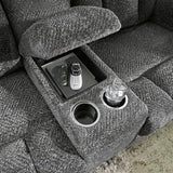 Signature Design by Ashley Frohn Contemporary Manual Reclining Loveseat with Console with Console, Storage and Cup Holders, Gray Signature Design by Ashley