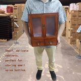 RZGZKLSH Rustic Vintage Mini Wood Counter Top Cabinet, Wall Mount Pine Display Case, Wall Storage Cabinet, Cabinet That Sits on Countertop-Floating Shelf Cabinet Organization12 x4.7"x14"(Brown) RZGZKLSH