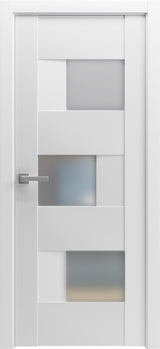 Solid French Door Opaque Glass 36 x 80 inches/Sete 6933 White Silk/Single Regular Panel Frame Handle/Bathroom Bedroom Modern Doors VDOMDOORS