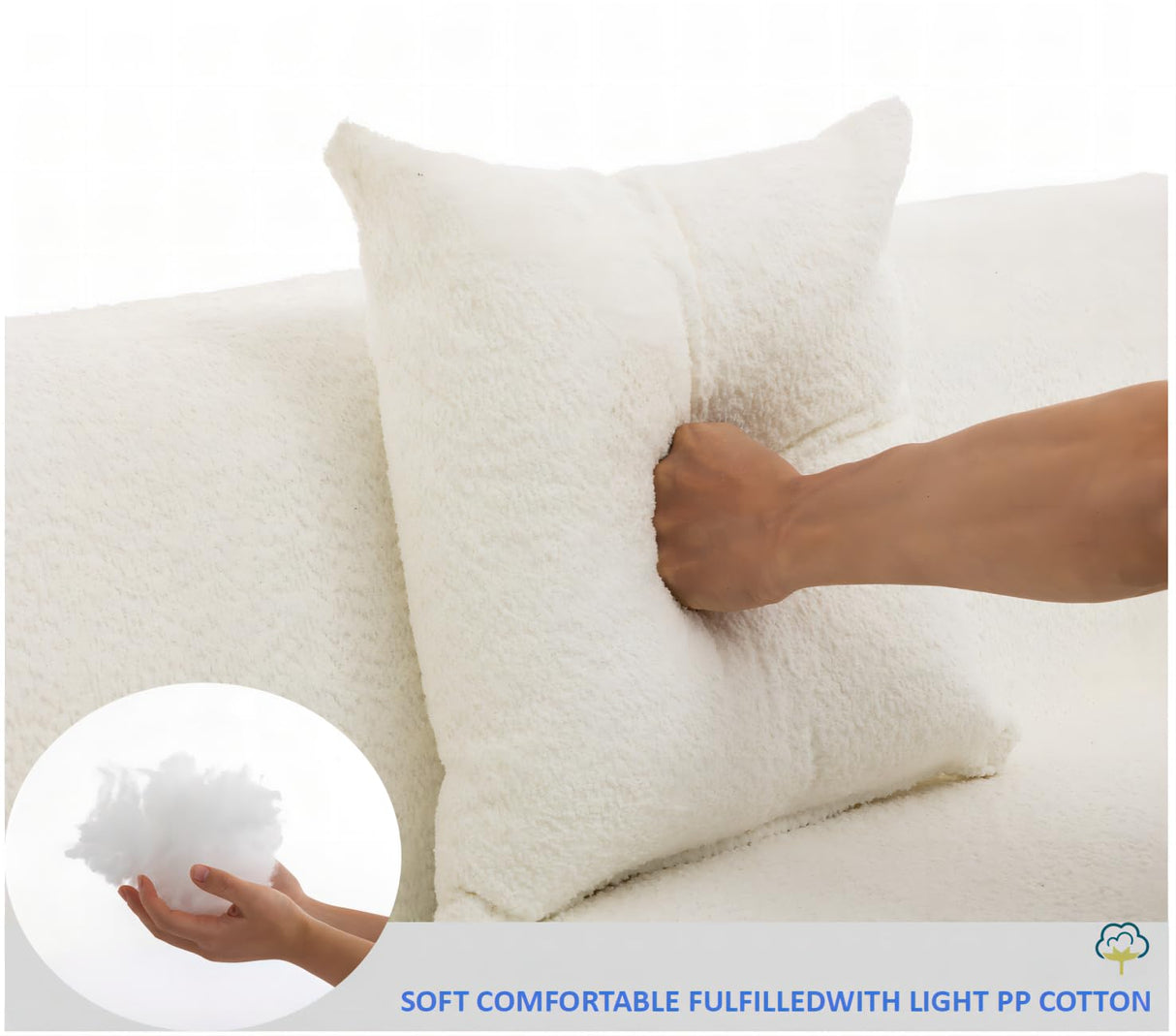 Merax 125" Large Sofa Couch, 2 Piece Free Combination, Modern Modular Upholstered Sectional Corner Sofa with Pillows and High-Density Foam for Living Room, Bedroom, Salon, Cream White Merax