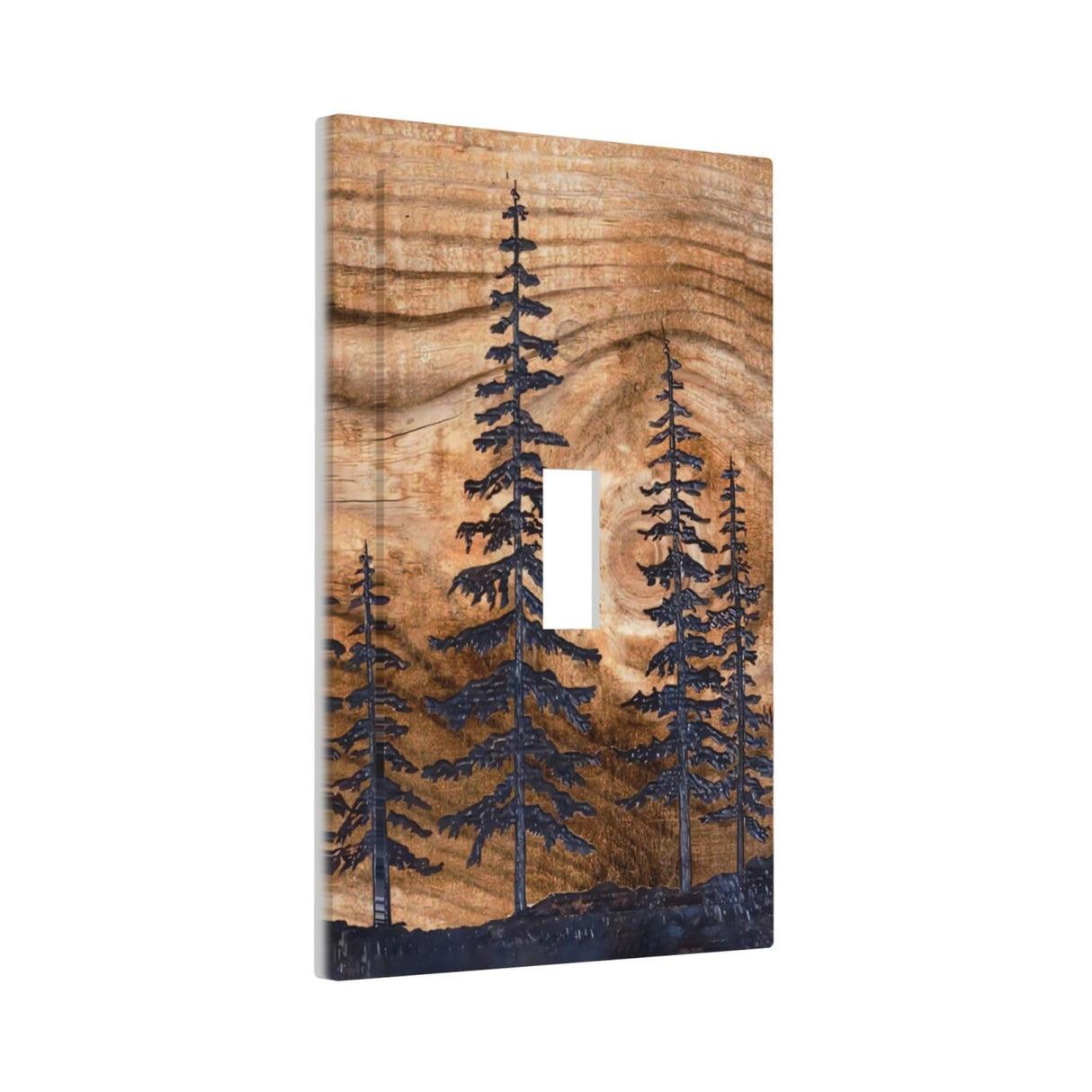 Rustic Pine Tree Wood Grain Light Switch Cover 1 Gang Single Toggle Brown Farmhouse Decorative Wall Plate Electric Faceplate For Kitchen Bedroom Bathroom (Plastic) Wyehjut