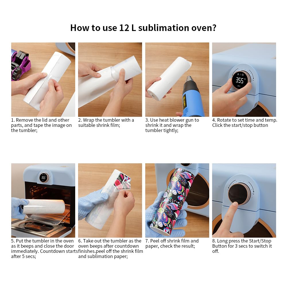 Craft Express 12L Sublimation Oven Machine for Sublimation Blanks,Light Blue Tumbler Heat Press Machine for Sublimation Tumblers,Convection Oven for Sublimation Mugs Cups Craft Express