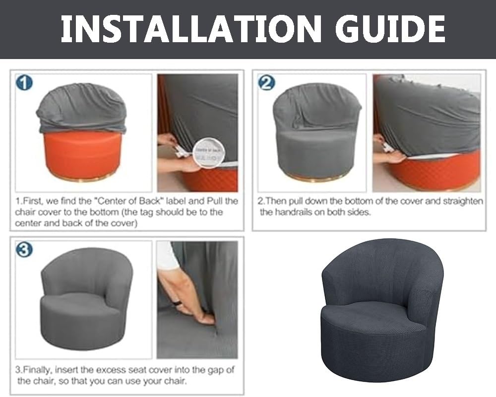 ZEaink Velvet Swivel Barrel Chair Cover, Soft Round Club Armchair Slipcover Modern Accent Chair Slipcover Stretch Single Sofa Cover Washable for Living Room Furniture Protector(E) ZEaink