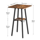 HOOBRO Rustic Brown 2-Tier High Top Pub Table with Storage and Easy Assembly HOOBRO