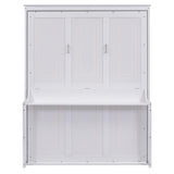 Ball & Cast Murphy Bed Queen Size,Murphy Bed Cabinet W/Shelf,Wood Hidden Wall Bed W/Desk,Hideaway Bed Frame for Guest Room,Bedroom,Living Room,White Ball & Cast