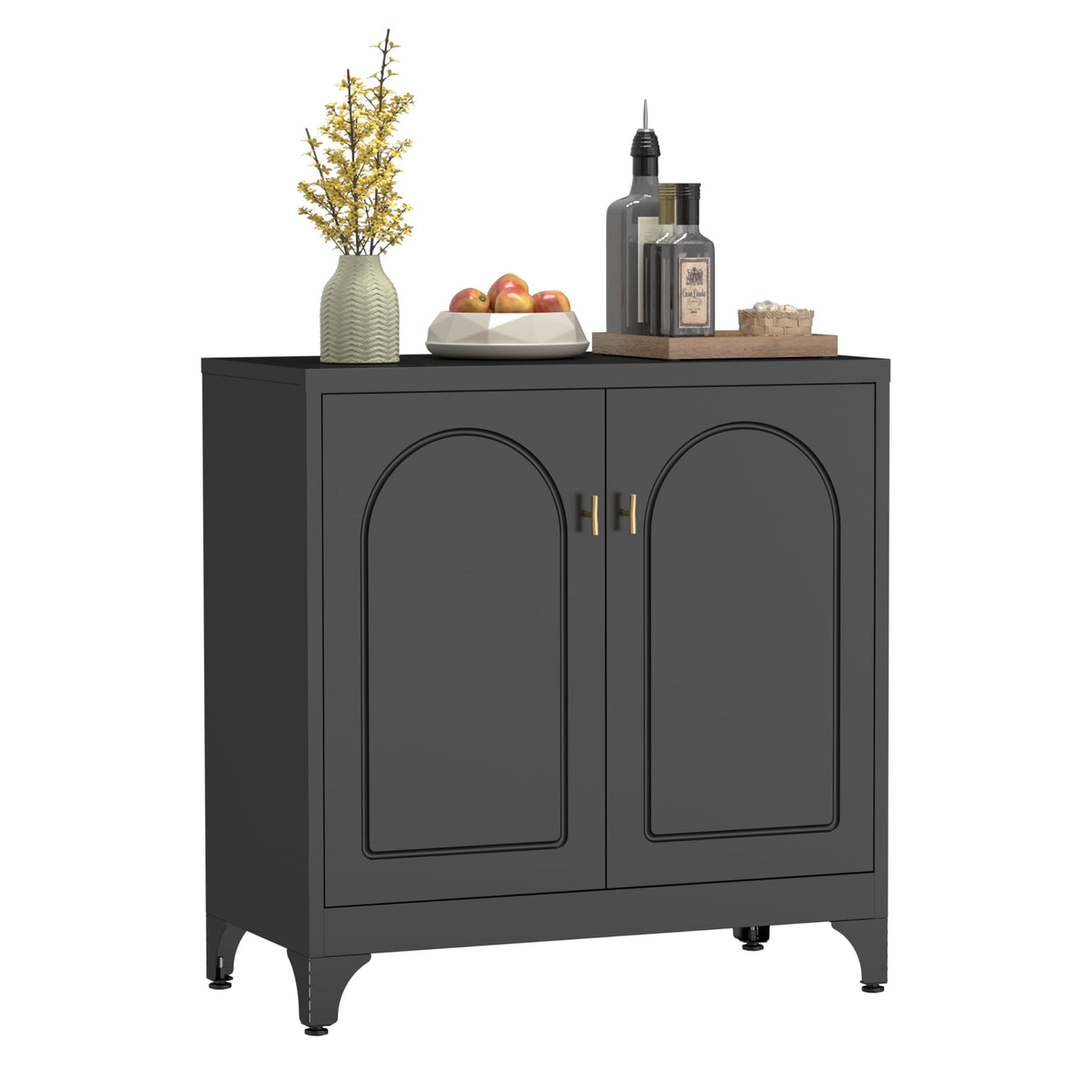 Kubohogar Metal Buffet Cabinet with Storage, Accent Sideboard Cabinet with Doors and Adjustable Shelves, Coffee Bar Cabinet, Kitchen Buffet Storage Cabinets for Living Room, Dining Room, Entryway Kubohogar