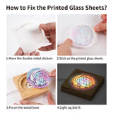 PYD Life 6 Pack Sublimation Night Lights Blanks LED Glass Photo Frames Panels White 3.5" Round with Warm Light,with 3.9" Round Wooden Display Base for Heat Press Machine Printing PYD Life