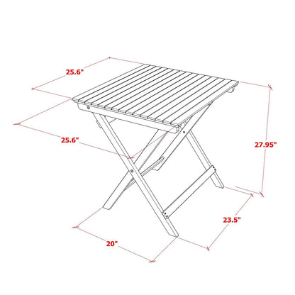 East West Furniture Selma 3 Piece Patio Bistro Set Contains a Square Outdoor Acacia Wood Coffee Table and 2 Folding Arm Chairs, 26x26 Inch, Natural Oil - WoodArtSupply