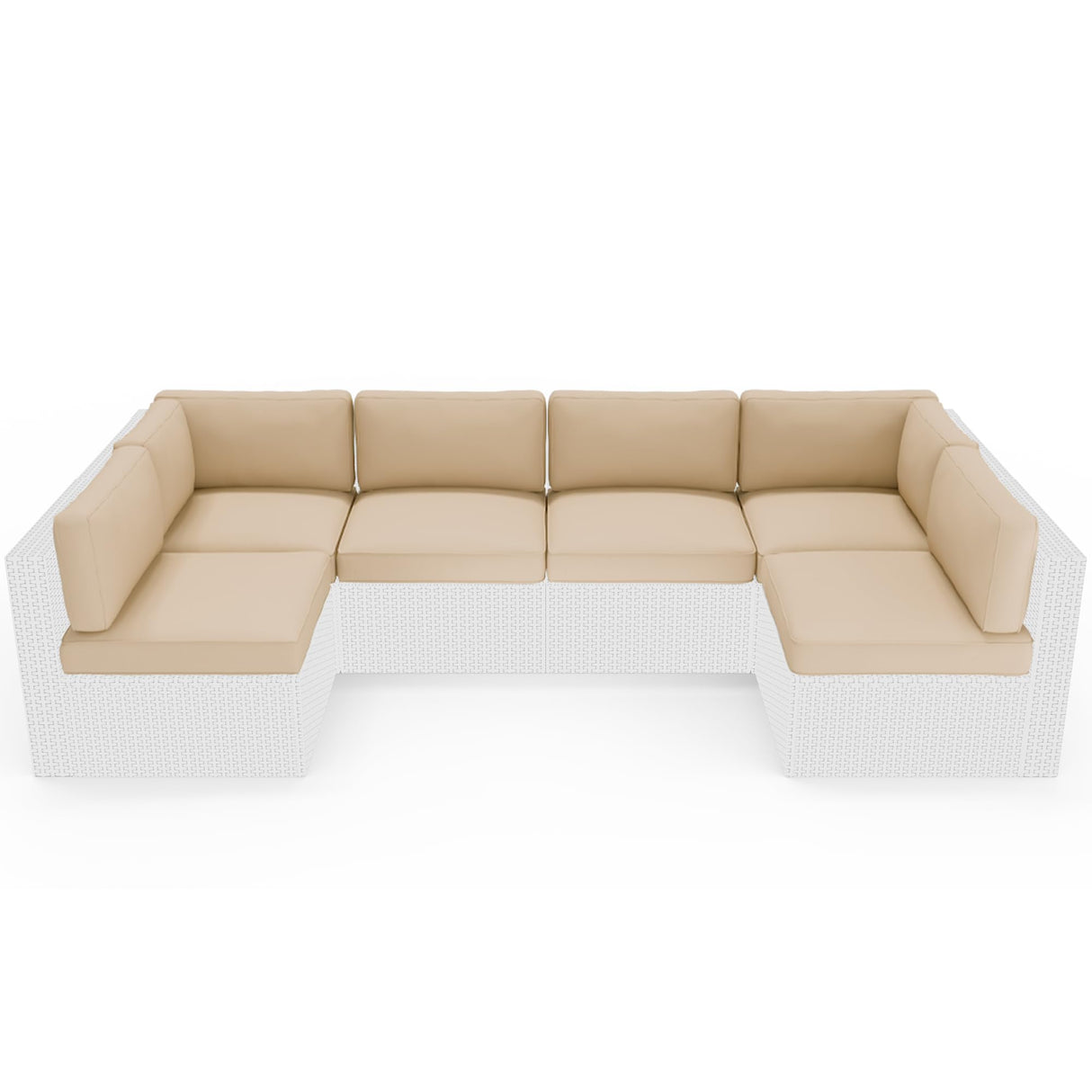 Oakmont Outdoor Replacement Cushions for Patio Furniture,Water-Resistant Cushion for Patio Conversation Set,14-Piece Cushions for 6-seat Outdoor Sectional Sofa(Light Brown) Oakcloud