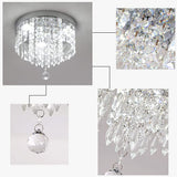 Deckrico Crystal Chandelier Modern Led Ceiling Light Flush Mount Stainless Steel Fixture Beaded Light Shade for Bedroom Dining Room Hallway Porch (White Light) Deckrico