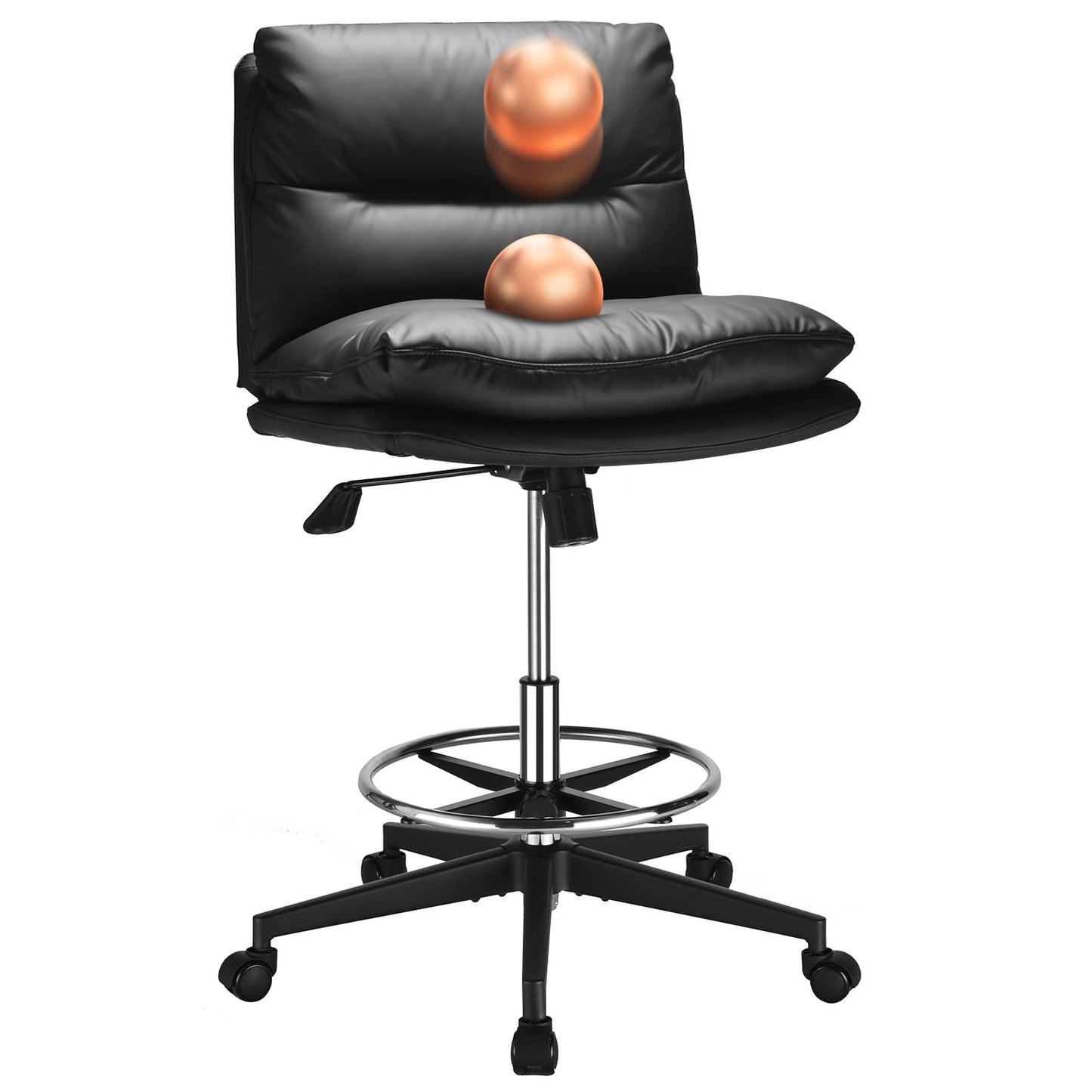 Drafting Chair Tall Office Chair Comfortable - Super Soft Seat Cushion and Larger Size, Standing Desk Chair Adjustable Height, Office Drafting Chairs with Adjustable Footrest Ring, 400LBs, Black