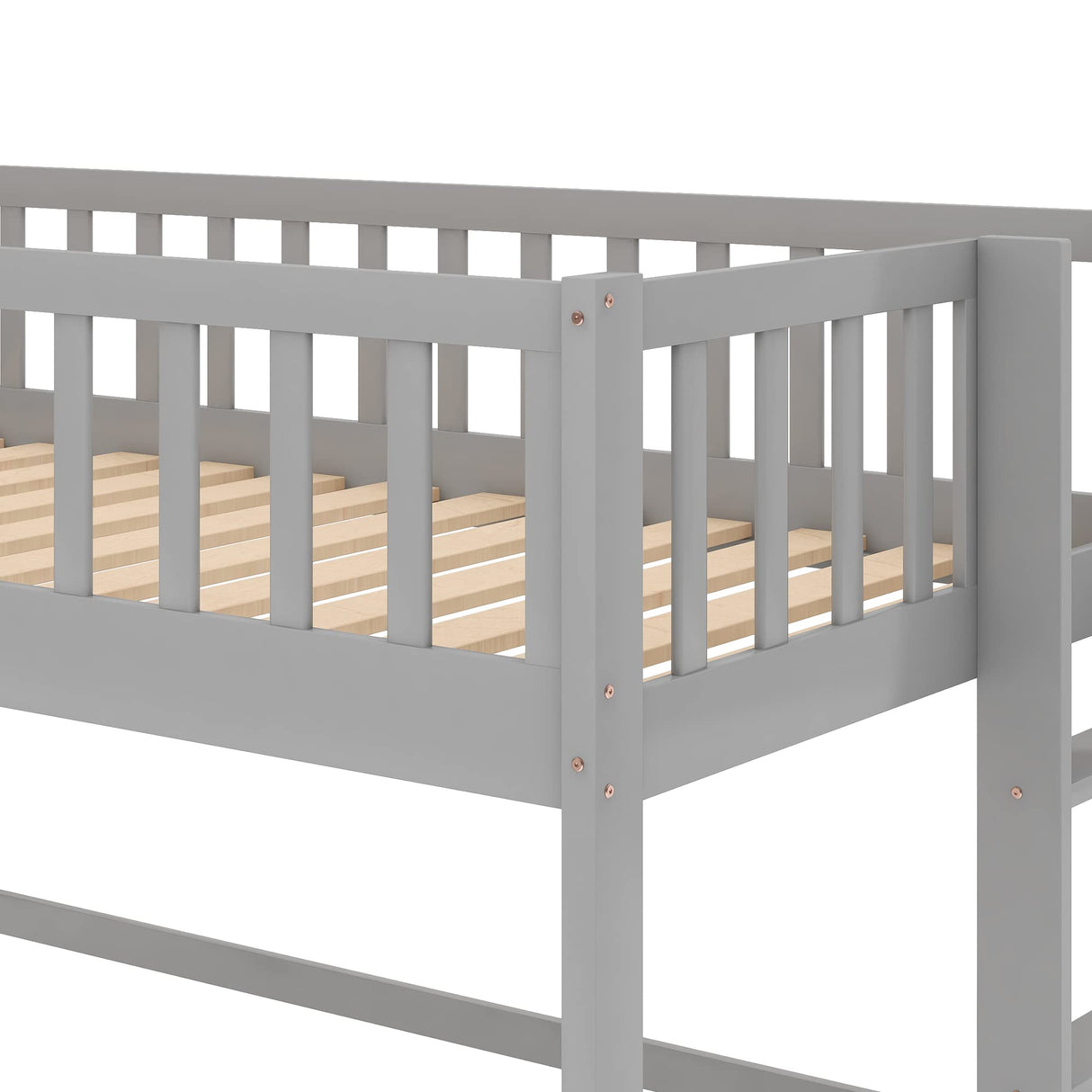 Bellemave Twin Size Loft Bed with Ladder & Slide, Toddler Loftbeds with Safety Rails,Wood Twin Low Loft Bed with Storage Space for Kids Toddler (Gray) Bellemave