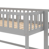 Bellemave Twin Size Loft Bed with Ladder & Slide, Toddler Loftbeds with Safety Rails,Wood Twin Low Loft Bed with Storage Space for Kids Toddler (Gray) Bellemave