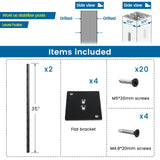 Muzata 2Pack Black Aluminum Intermediate Cable Railing Post Level drilled 36" x3/4" Surface Mount Cable Railing System Kit Square Stabilizer Post with Flat Bracket Indoor Outdoor Seaside PD72 BHAS Muzata