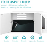 Amunrbrek Litter Box Enclosure, Cat Litter Box Enclosure Furniture, Wooden Litter Box Furniture with 2 Enclosure Liner (White) amunrbrek