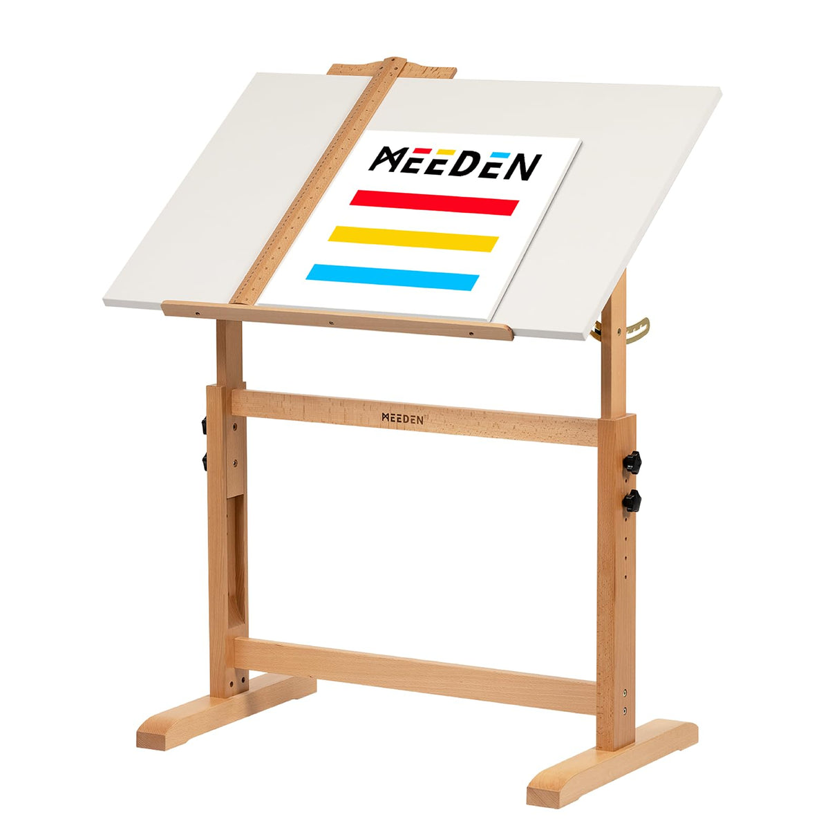 MEEDEN White Adjustable Drafting Table: 35.5" x 23.5" Art Drawing Desk with Height Adjustment - Solid Beech Wood Craft Painting Table - Large Tilting Table for Adults Artists Writing Working MEEDEN