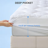 KAYFIA Full Mattress Pad, Quilted &Breathable Mattress Topper Full Size with 3D+7D Snow Down Alternative Fill, Cooling Pillow Top Mattress Cover Protector Stretches up 8-21" Deep Pocket -White Kayfia