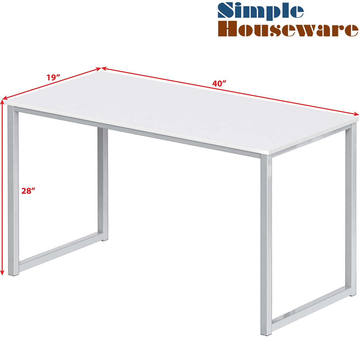 SHW Mission 40-Inch Home Office Computer Desk, White SHW