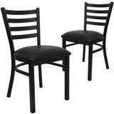 Flash Furniture Hercules Series Commercial Ladder Back Restaurant Chairs, Modern Lightweight Metal Dining Chairs with Padded Seats, Set of 2, Black Flash Furniture