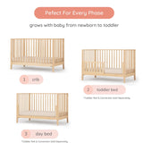 dadada Baby LaLa 3-in-1 Convertible Crib - Wood Crib Converts into Toddler Bed & Daybed - Greenguard Gold Certified, Made in Italy - 3 Adjustable Mattress Heights - Solid Beechwood (Natural) dadada