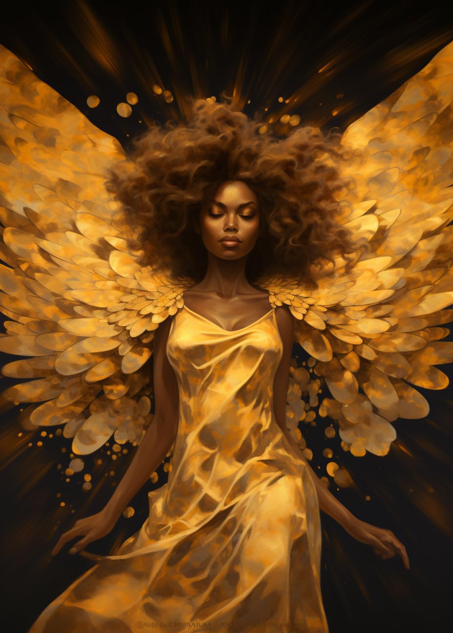 DIY 5D Full Drill American Native African Woman Square Diamond Art Painting by Number Kits Black & Golden for Adults Wall Decoration Gift 30x40CM/12x16IN WoodArtSupply