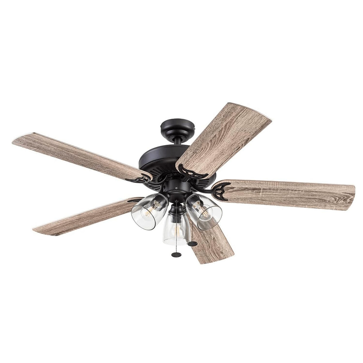Prominence Home Saybrook Modern Farmhouse 52 Inch Ceiling Fan with Light, LED Ceiling Fan, Tri-Mount Indoor Fan with 5 Blades, Gray Pine and Brown Maple Blade Finish Options, Espresso (51593-01) Prominence Home