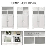 Tangkula Bathroom Floor Cabinet, Storage Cabinet w/Open Shelf, 2 Doors & 2 Adjustable Drawers, Standing Cupboard for Kitchen, Bathroom Cabinet for Living Room Home Office (White) Tangkula