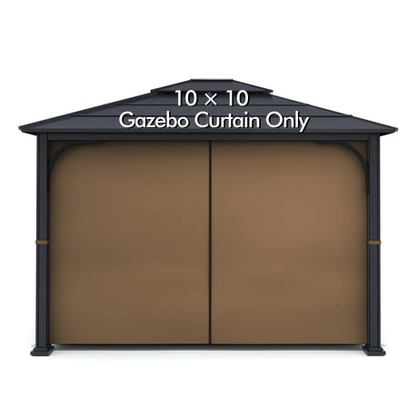 Gazebo Universal Replacement Privacy Curtain - Wonwon Privacy Panel Canopy Side Wall with Zipper for 10' x 10' Outdoor Gazebo (Brown) Wonwon
