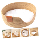 PATKAW Straw Nest Cat Bed Washable Pet Beds for Small Dogs Summer Dog Bed Puppy Beds Cat Basket Bed Cat Sleeping Supply Weaving Pet Bed Pet Sleeping Bed Cool Cattail Grass Indoor Cat PATKAW